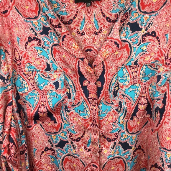 Jones New York Collection 24W Top Red Paisley - Picture 2 of 5